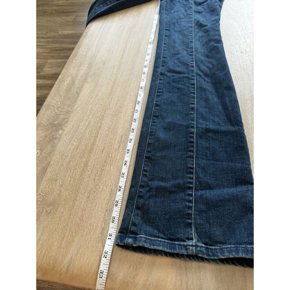 Anthropologie Pilcro Demilune Ski Suit Denim Jumpsuit Flare Dark Wash Size 25 - Picture 10 of 10